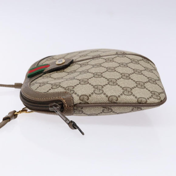 GUCCI GG Supreme Web Sherry Line Shoulder Bag PVC Beige 68 02 047 Auth 139751