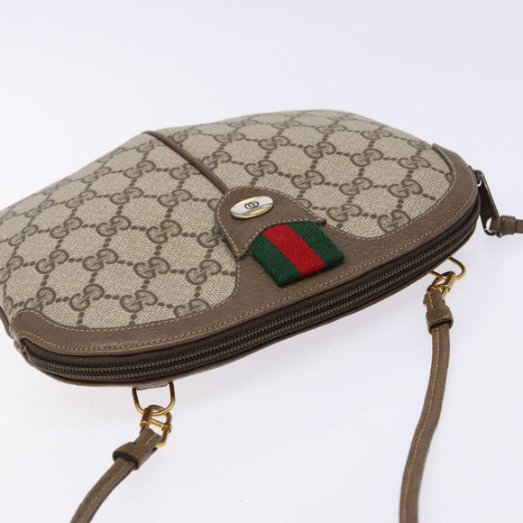 GUCCI GG Supreme Web Sherry Line Shoulder Bag PVC Beige 68 02 047 Auth 139751