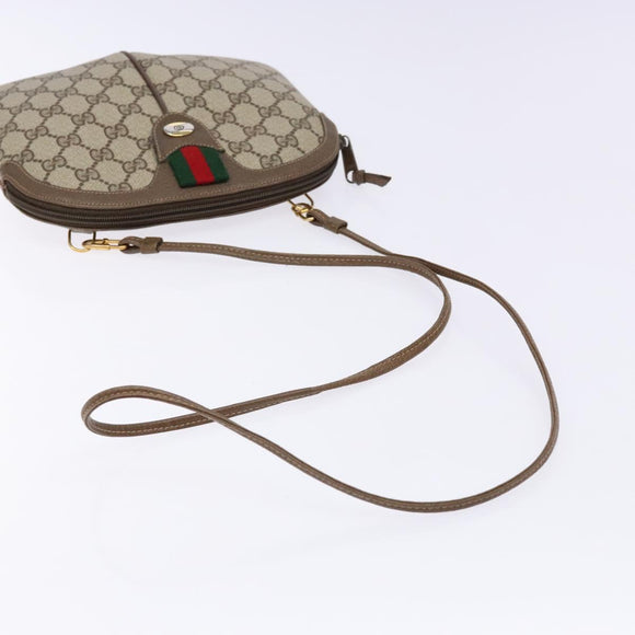 GUCCI GG Supreme Web Sherry Line Shoulder Bag PVC Beige 68 02 047 Auth 139751