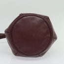 CARTIER Shoulder Bag Leather Bordeaux Gold Auth 139752-5