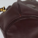CARTIER Shoulder Bag Leather Bordeaux Gold Auth 139752-16
