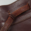 CARTIER Shoulder Bag Leather Bordeaux Gold Auth 139752-10