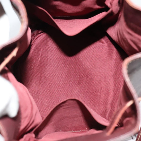 CARTIER Shoulder Bag Leather Bordeaux Gold Auth 139752