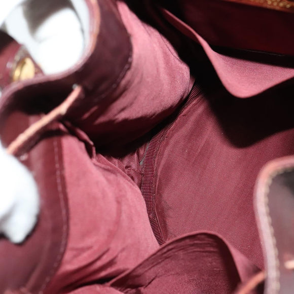 CARTIER Shoulder Bag Leather Bordeaux Gold Auth 139752