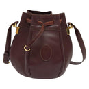 CARTIER Shoulder Bag Leather Bordeaux Gold Auth 139752-13