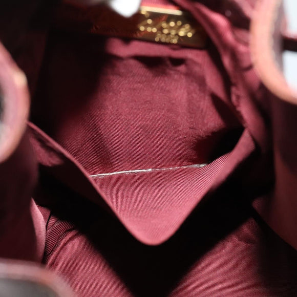 CARTIER Shoulder Bag Leather Bordeaux Gold Auth 139752