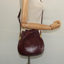 CARTIER Shoulder Bag Leather Bordeaux Gold Auth 139752-21