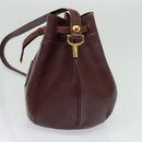 CARTIER Shoulder Bag Leather Bordeaux Gold Auth 139752-3