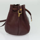 CARTIER Shoulder Bag Leather Bordeaux Gold Auth 139752-4