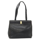 Salvatore Ferragamo Vala Tote Bag Leather Black Gold Auth 139754-1