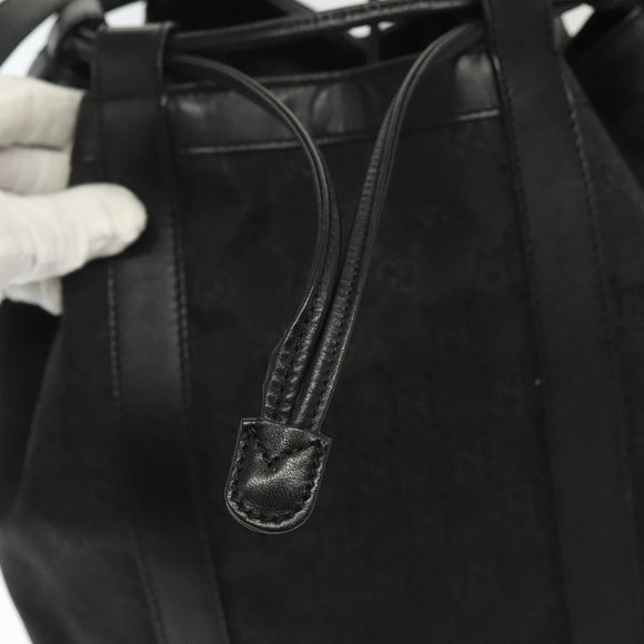 GUCCI GG Canvas Shoulder Bag Black Gold Auth 139771