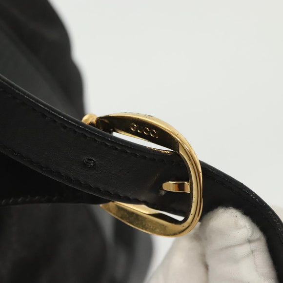 GUCCI GG Canvas Shoulder Bag Black Gold Auth 139771