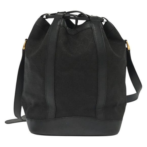 GUCCI GG Canvas Shoulder Bag Black Gold Auth 139771