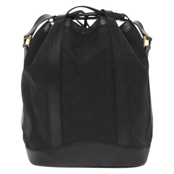 GUCCI GG Canvas Shoulder Bag Black Gold Auth 139771