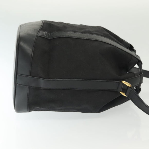 GUCCI GG Canvas Shoulder Bag Black Gold Auth 139771