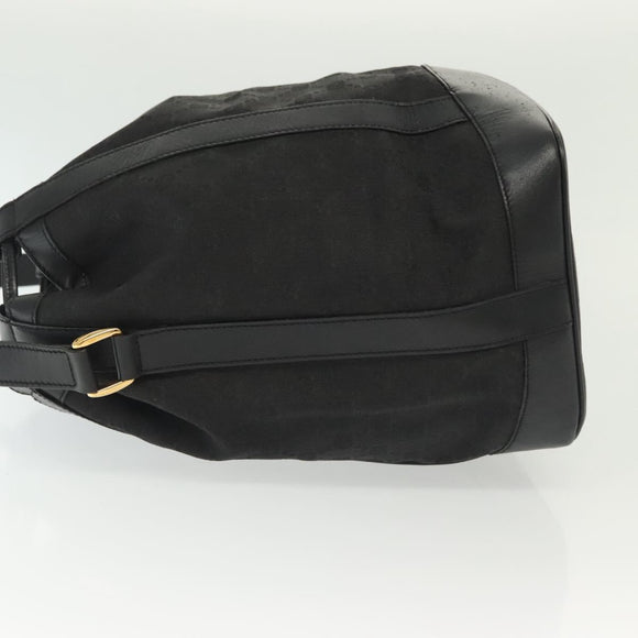 GUCCI GG Canvas Shoulder Bag Black Gold Auth 139771