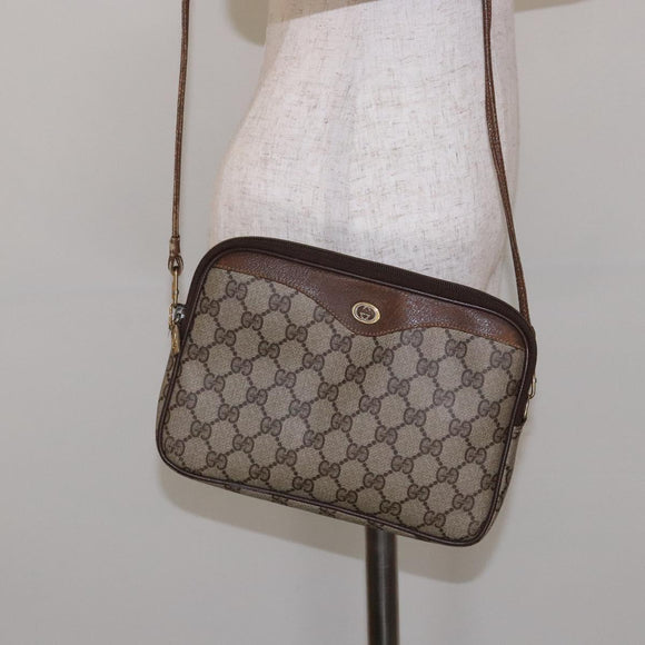 GUCCI GG Supreme Web Sherry Line Shoulder Bag PVC Beige 97 02 068 Auth 139795