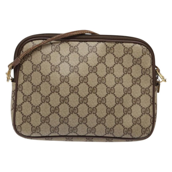 GUCCI GG Supreme Web Sherry Line Shoulder Bag PVC Beige 97 02 068 Auth 139795