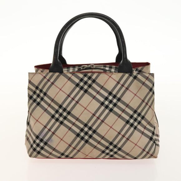 BURBERRY Nova Check Bag Nylon Leather 2Set Beige Green Auth 139805