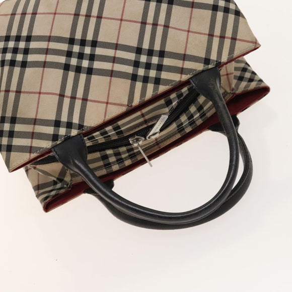 BURBERRY Nova Check Bag Nylon Leather 2Set Beige Green Auth 139805