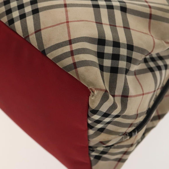 BURBERRY Nova Check Bag Nylon Leather 2Set Beige Green Auth 139805