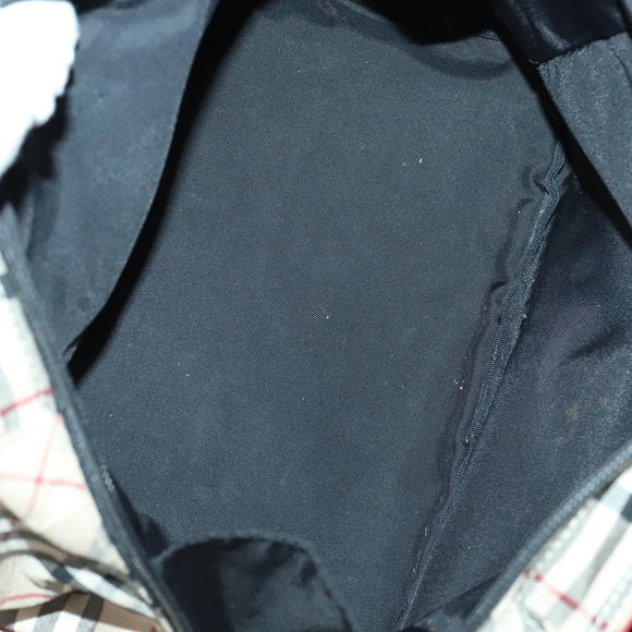 BURBERRY Nova Check Bag Nylon Leather 2Set Beige Green Auth 139805