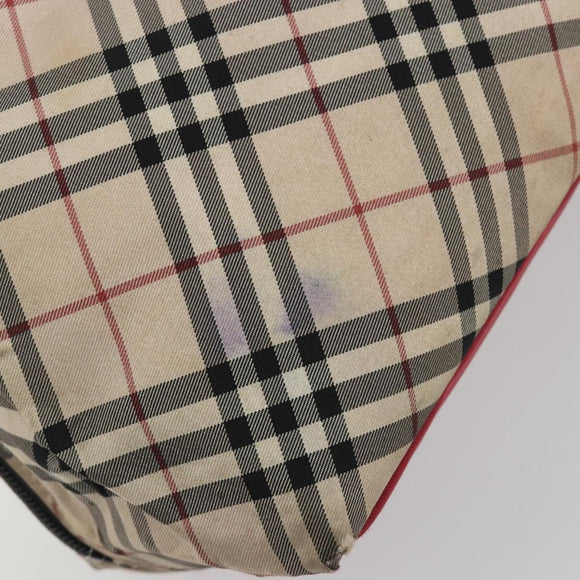 BURBERRY Nova Check Bag Nylon Leather 2 Set Beige Green Auth 139805