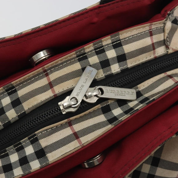 BURBERRY Nova Check Bag Nylon Leather 2 Set Beige Green Auth 139805