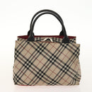 BURBERRY Nova Check Bag Nylon Leather 2Set Beige Green Auth 139805-9