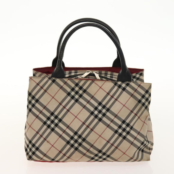 BURBERRY Nova Check Bag Nylon Leather 2Set Beige Green Auth 139805