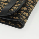 Christian Dior Trotter Canvas Chain Shoulder Bag Navy Gold Auth 139814-10