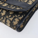 Christian Dior Trotter Canvas Chain Shoulder Bag Navy Gold Auth 139814-8
