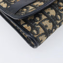 Christian Dior Trotter Canvas Chain Shoulder Bag Navy Gold Auth 139814-15