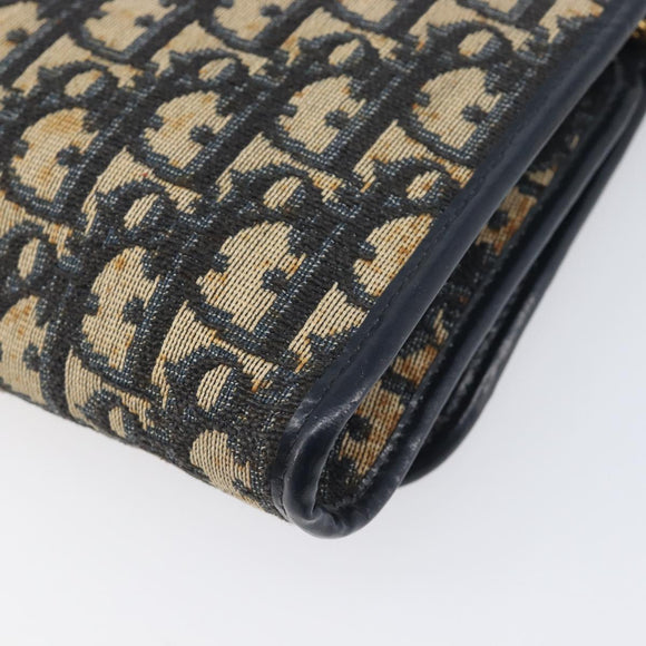 Christian Dior Trotter Canvas Chain Shoulder Bag Navy Gold Auth 139814