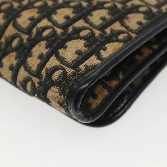 Christian Dior Trotter Canvas Chain Shoulder Bag Navy Gold Auth 139814