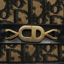 Christian Dior Trotter Canvas Chain Shoulder Bag Navy Gold Auth 139814-14