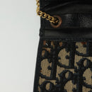 Christian Dior Trotter Canvas Chain Shoulder Bag Navy Gold Auth 139814-16