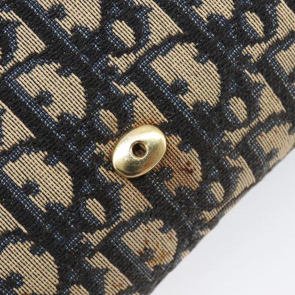 Christian Dior Trotter Canvas Chain Shoulder Bag Navy Gold Auth 139814