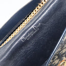 Christian Dior Trotter Canvas Chain Shoulder Bag Navy Gold Auth 139814-19