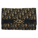 Christian Dior Trotter Canvas Chain Shoulder Bag Navy Gold Auth 139814-2