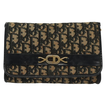 Christian Dior Trotter Canvas Chain Shoulder Bag Navy Gold Auth 139814 - 0