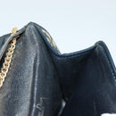 Christian Dior Trotter Canvas Chain Shoulder Bag Navy Gold Auth 139814-20