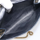 Christian Dior Trotter Canvas Chain Shoulder Bag Navy Gold Auth 139814-20