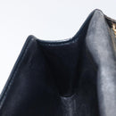 Christian Dior Trotter Canvas Chain Shoulder Bag Navy Gold Auth 139814-22