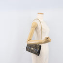 Christian Dior Trotter Canvas Chain Shoulder Bag Navy Gold Auth 139814-23