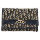 Christian Dior Trotter Canvas Chain Shoulder Bag Navy Gold Auth 139814-13