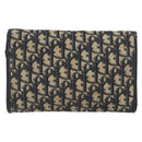 Christian Dior Trotter Canvas Chain Shoulder Bag Navy Gold Auth 139814-2