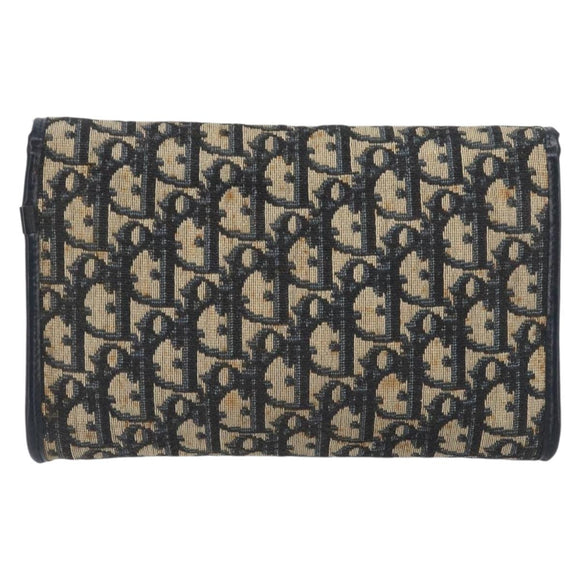 Christian Dior Trotter Canvas Chain Shoulder Bag Navy Gold Auth 139814