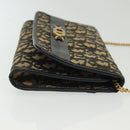 Christian Dior Trotter Canvas Chain Shoulder Bag Navy Gold Auth 139814-4