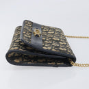 Christian Dior Trotter Canvas Chain Shoulder Bag Navy Gold Auth 139814-3